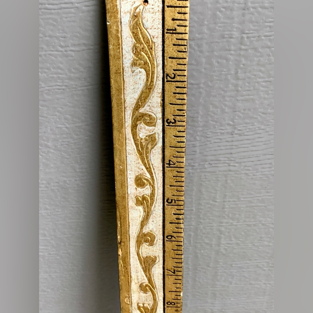 Vintage CE Made in Italy Ornate Pressed Embellished Gold Painted Yard Stick